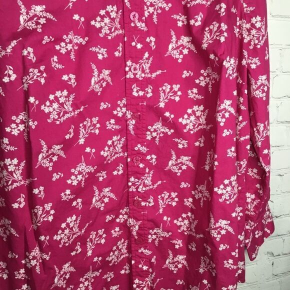 Woman Within Pink Floral Long Sleeve Button Up Shirt Size L 18/20 - Picture 9 of 15